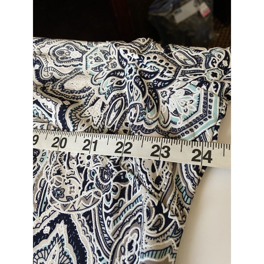 Paisley Size2X Dress Aqua Blue‎ Black White Career Studio One New York NWT Comfy - Picture 10 of 10